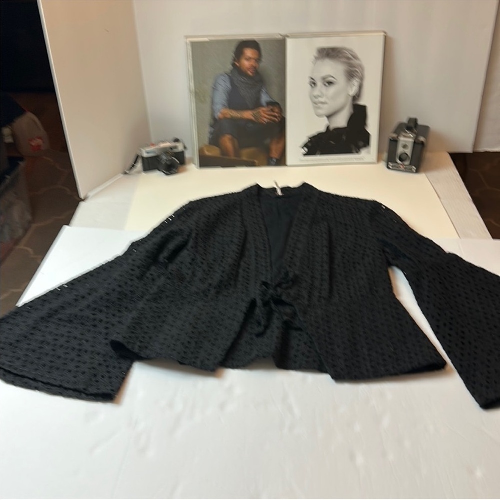 Free People eyelet flare sleeve cropped festival blazer.